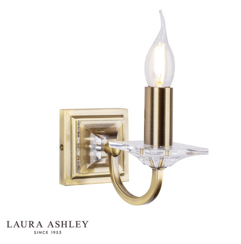 Laura Ashley Carson Wall Light Antique Brass Glass