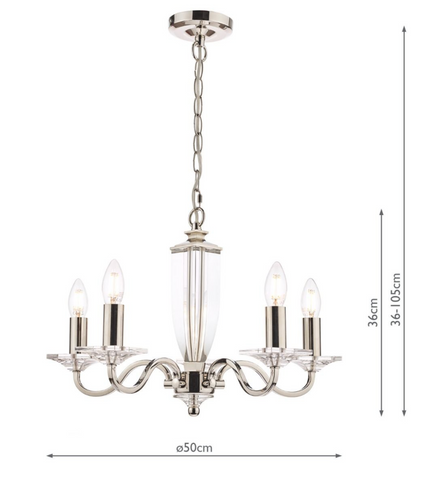 Laura Ashley Carson 5lt Chandelier Cut Glass & Polished Nickel