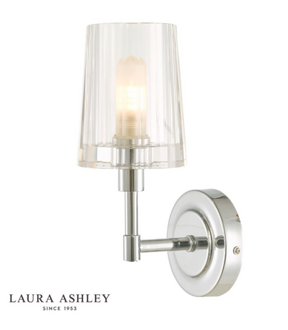 Laura Ashley Blake Bathroom Wall Light Crystal Polished Chrome IP44