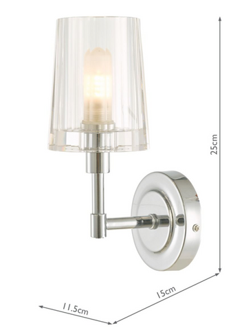 Laura Ashley Blake Bathroom Wall Light Crystal Polished Chrome IP44