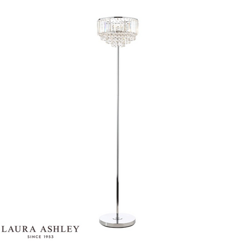 Laura Ashley Vienna 3lt Floor Lamp Crystal & Polished Chrome