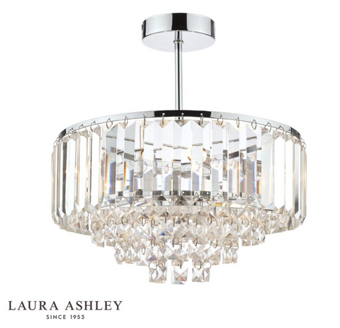 Laura Ashley Vienna 3lt Semi Flush Crystal & Polished Chrome