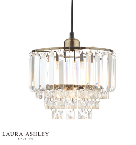 Laura Ashley Vienna Easy Fit Pendant Crystal & Antique Brass