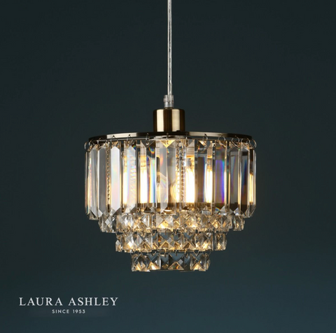 Laura Ashley Vienna Easy Fit Pendant Crystal & Antique Brass