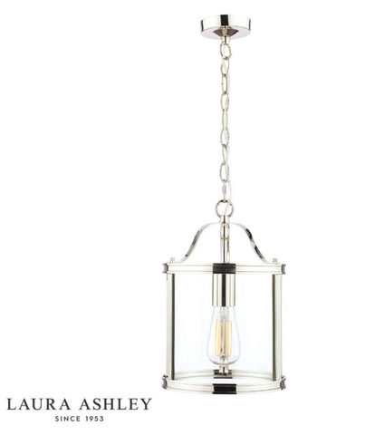 Laura Ashley Harrington Lantern Polished Nickel Glass