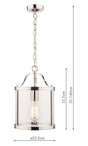 Laura Ashley Harrington Lantern Polished Nickel Glass