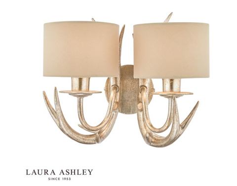 Laura Ashley Mulroy Antler 2lt Wall Light Champagne With Shades