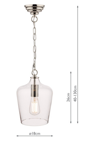 Laura Ashley Ockley Pendant Polished Chrome & Glass