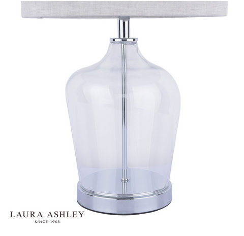 Laura Ashley Ockley Touch Table Lamp Polished Chrome & Glass With Shade