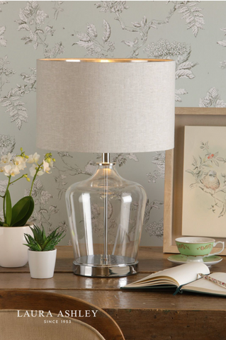 Laura Ashley Ockley Touch Table Lamp Polished Chrome & Glass With Shade