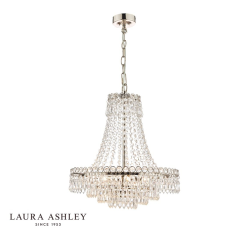 Laura Ashley Enid 5lt Chandelier Polished Nickel & Cut Glass