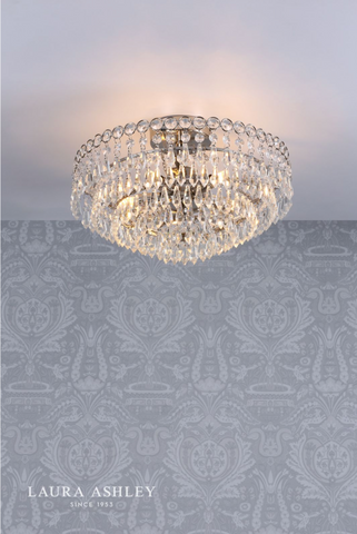 Laura Ashley Enid 5lt Semi Flush Polished Nickel Crystal