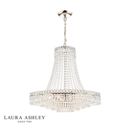 Laura Ashley Enid Grand 5lt Chandelier Polished Nickel & Cut Glass