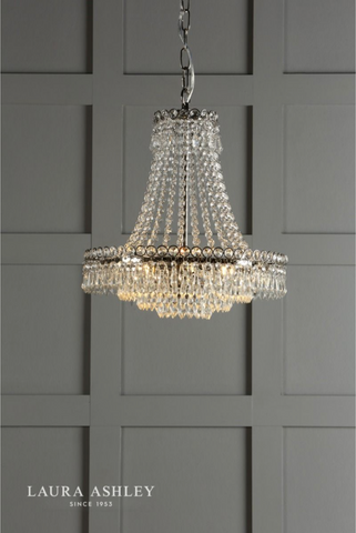 Laura Ashley Enid Grand 5lt Chandelier Polished Nickel & Cut Glass