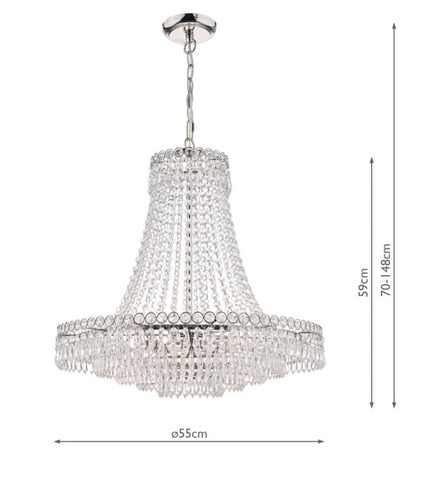 Laura Ashley Enid Grand 5lt Chandelier Polished Nickel & Cut Glass