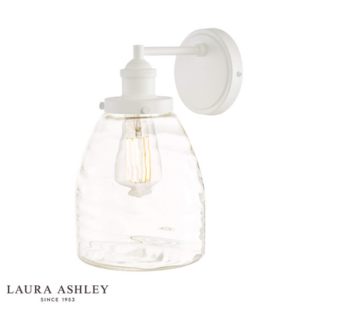 Laura Ashley Ainsworth Outdoor Wall Light Matt Cream Glass IP44