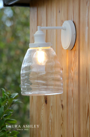 Laura Ashley Ainsworth Outdoor Wall Light Matt Cream Glass IP44