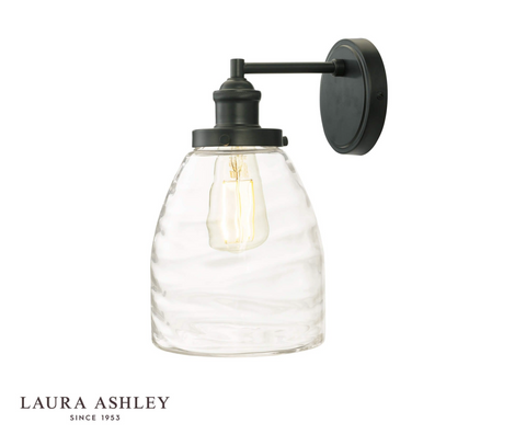 Laura Ashley Ainsworth Outdoor Wall Light Matt Grey Glass IP44