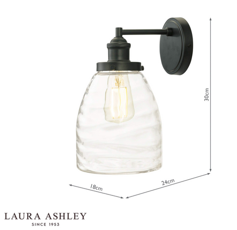 Laura Ashley Ainsworth Outdoor Wall Light Matt Grey Glass IP44