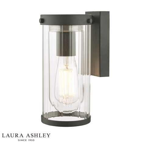 Laura Ashley Arthur Outdoor Wall Light Matt Black Glass IP44