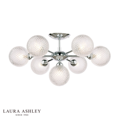 Laura Ashley Atherton 7lt Semi Flush Polished Chrome Glass