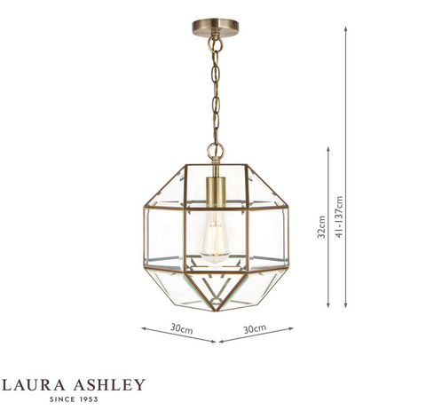 Laura Ashley Blackwell Pendant Antique Brass Glass