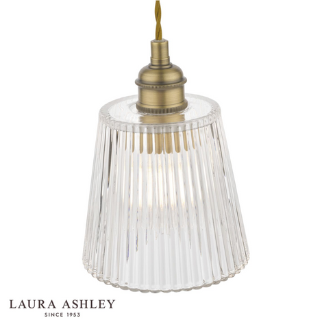 Laura Ashley Callaghan Pendant Antique Brass Ribbed Glass