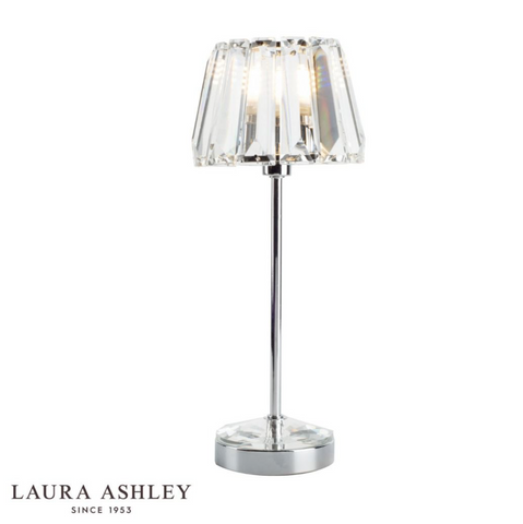 Laura Ashley Capri Small Table Lamp Polished Chrome With Crystal Glass Shade