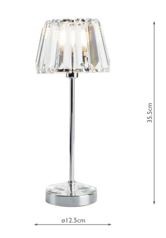 Laura Ashley Capri Small Table Lamp Polished Chrome With Crystal Glass Shade