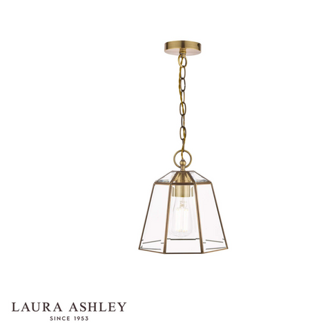 Laura Ashley Clayton Pendant Antique Brass Glass