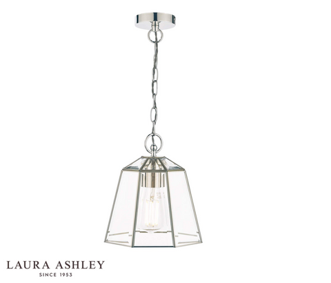 Laura Ashley Clayton Pendant Polished Silver Glass