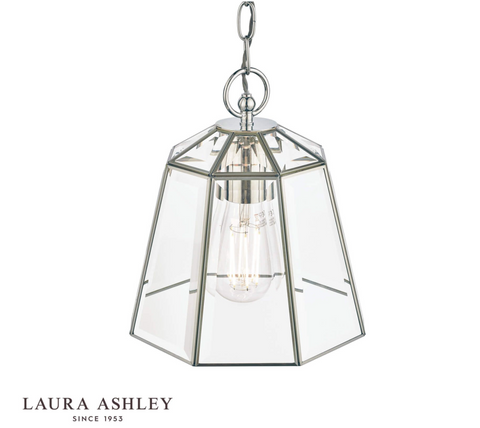 Laura Ashley Clayton Pendant Polished Silver Glass