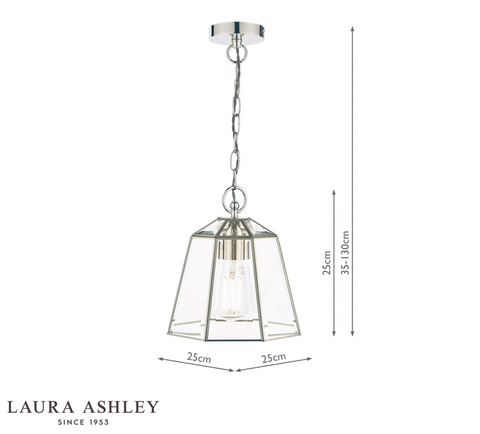 Laura Ashley Clayton Pendant Polished Silver Glass