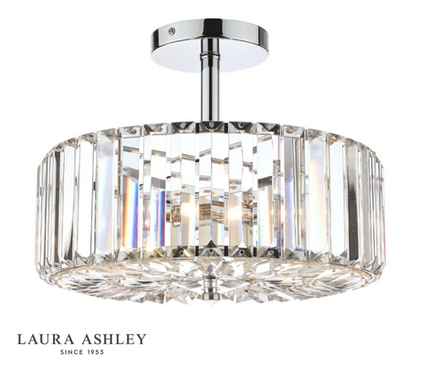 Laura Ashley Fernhurst 3lt Semi Flush Polished Chrome Glass