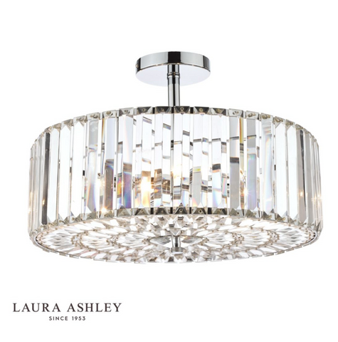 Laura Ashley Fernhurst 4lt Semi Flush Polished Chrome Glass