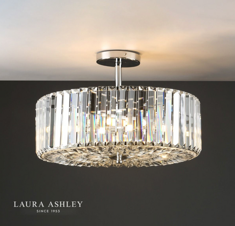 Laura Ashley Fernhurst 4lt Semi Flush Polished Chrome Glass