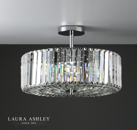 Laura Ashley Fernhurst 4lt Semi Flush Polished Chrome Glass