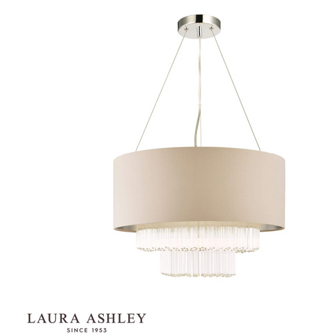 Laura Ashley Genevieve 5lt Pendant Grey Shade Glass