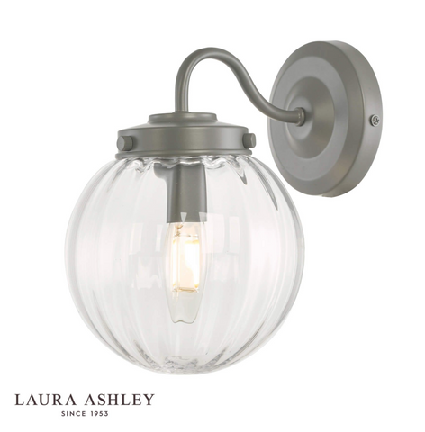 Laura Ashley Georgie Outdoor Wall Light Matt Grey Glass IP44