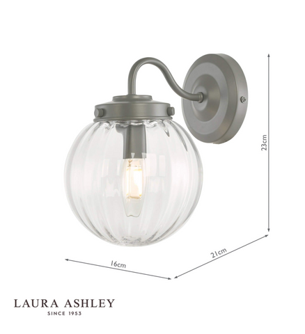 Laura Ashley Georgie Outdoor Wall Light Matt Grey Glass IP44