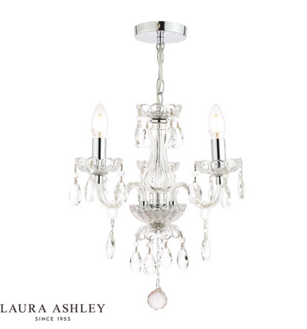 Laura Ashley Harriet 3 Light Crystal & Polished Chrome Chandelier