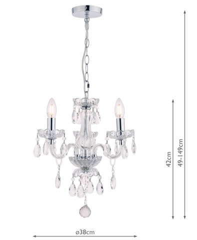 Laura Ashley Harriet 3 Light Crystal & Polished Chrome Chandelier