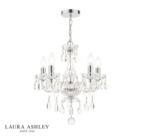Laura Ashley Harriet 5 Light Crystal & Polished Chrome Chandelier