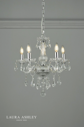 Laura Ashley Harriet 5 Light Crystal & Polished Chrome Chandelier