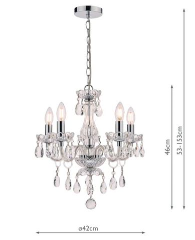 Laura Ashley Harriet 5 Light Crystal & Polished Chrome Chandelier