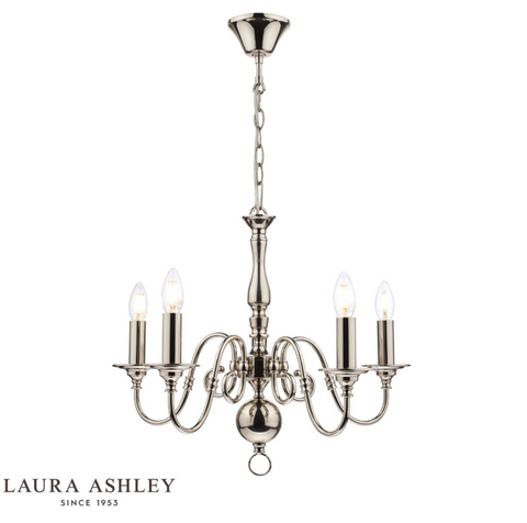 Laura Ashley Winchester 5lt Pendant Polished Nickel