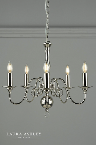 Laura Ashley Winchester 5lt Pendant Polished Nickel