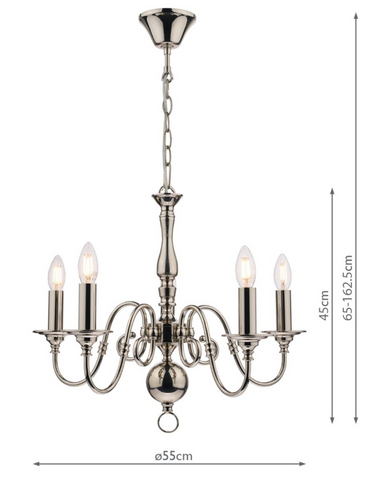 Laura Ashley Winchester 5lt Pendant Polished Nickel