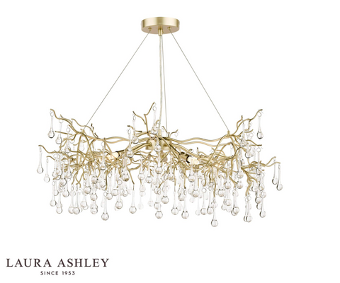 Laura Ashley Willow 5lt Pendant Satin Champagne Crystal