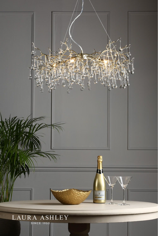 Laura Ashley Willow 5lt Pendant Satin Champagne Crystal